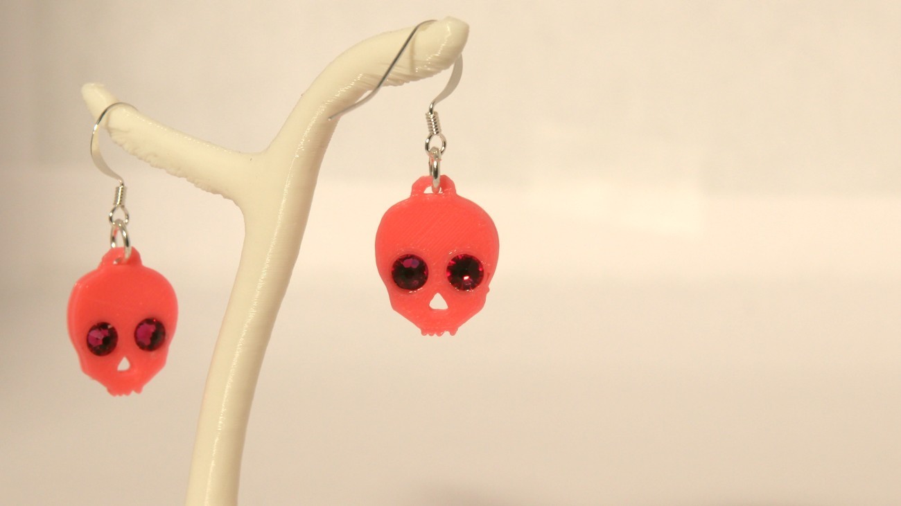 Boucles d'oreilles Skull & diams - rose