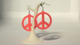 Boucles d'oreilles Peace & Love - rose