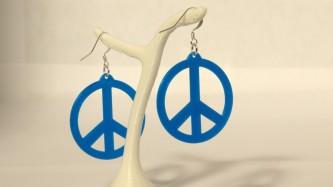 Boucles d'oreilles Peace & Love Slim - Bleu