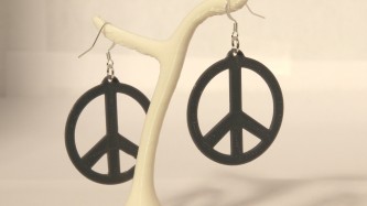 Boucles d'oreilles Peace & Love Slim - gris