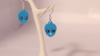 Boucles d'oreilles Skull & diams - bleu