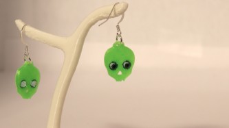 Boucles d'oreilles Skull & diams - vert